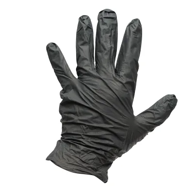 Guanti in nitrile neri senza polvere con texture antiscivolo sulle dita, taglia L 100 pezzi/scatola - immagine 5