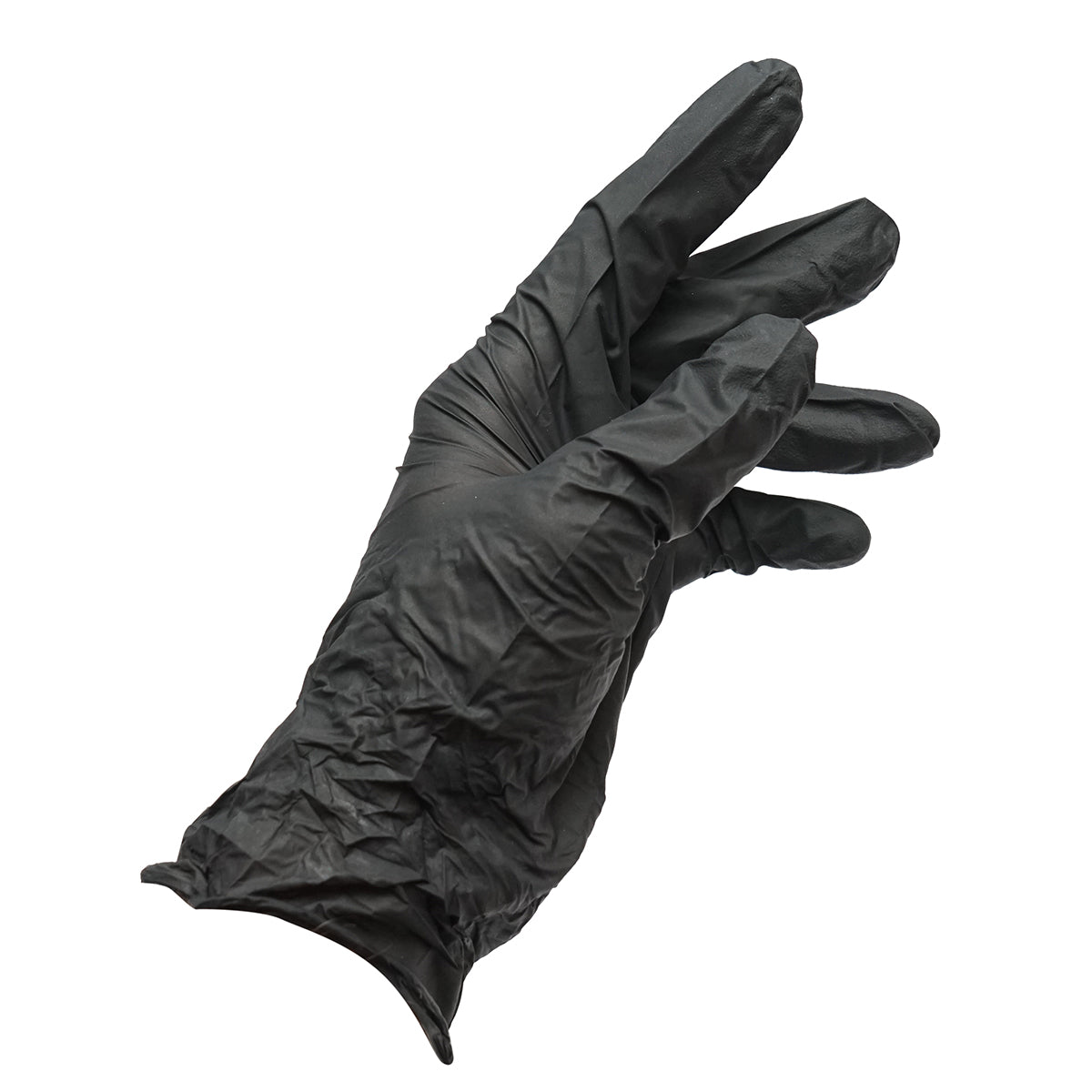 Guanti in nitrile neri senza polvere con texture antiscivolo sulle dita, taglia L 100 pezzi/scatola - immagine 6