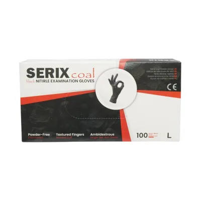 Guanti in nitrile neri senza polvere con texture antiscivolo sulle dita, taglia L 100 pezzi/scatola
