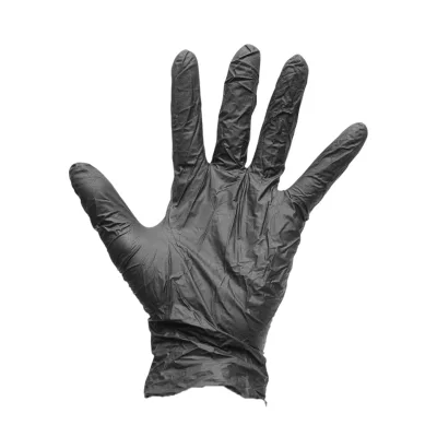Guanti in nitrile neri senza polvere con texture antiscivolo sulle dita, taglia L 100 pezzi/scatola - immagine 3