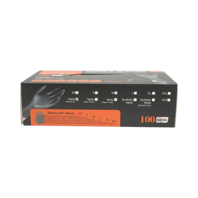 Guanti in nitrile neri senza polvere con texture antiscivolo sulle dita, taglia M 100 pezzi/scatola - immagine 2