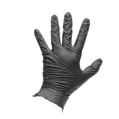Guanti in nitrile neri senza polvere con texture antiscivolo sulle dita, taglia S 100 pezzi/scatola - immagine 4