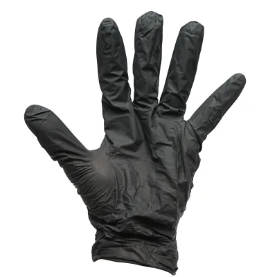 Guanti in nitrile neri senza polvere con texture antiscivolo sulle dita, taglia XL 100 pezzi/scatola - immagine 4