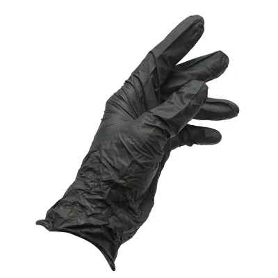 Guanti in nitrile neri senza polvere con texture antiscivolo sulle dita, taglia XL 100 pezzi/scatola - immagine 6