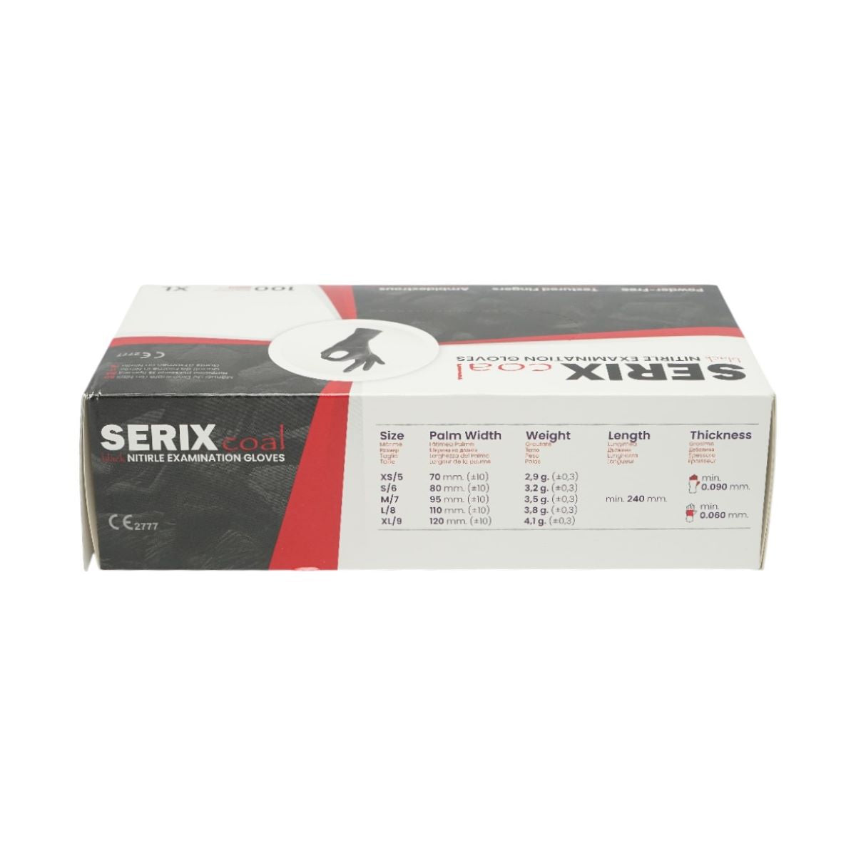 Guanti in nitrile neri senza polvere con texture antiscivolo sulle dita, taglia XL 100 pezzi/scatola - immagine 2
