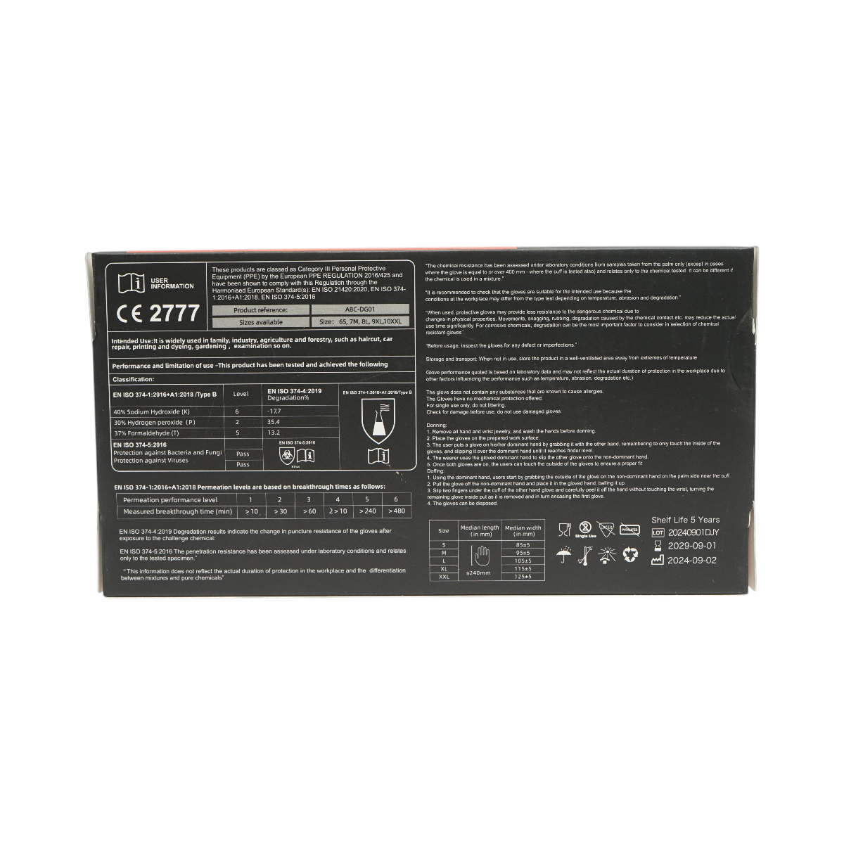 Guanti in nitrile sintetico nero senza polvere, taglia XL, 100 pezzi/scatola - immagine 6