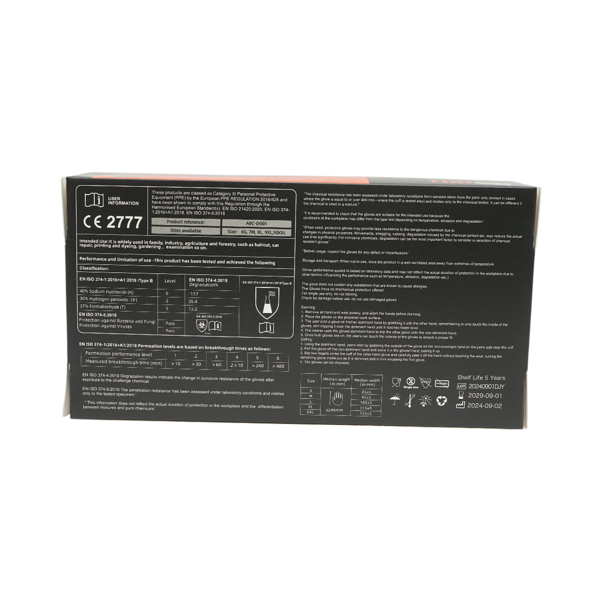 Guanti in nitrile sintetico nero, senza polvere, taglia L, 100 pezzi/scatola - immagine 5