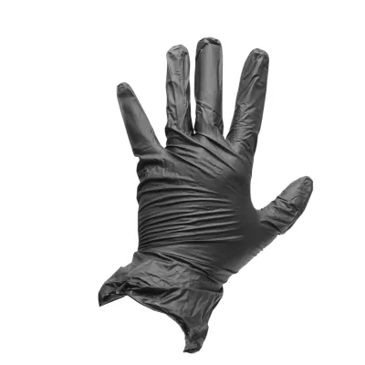 Guanti in nitrile sintetico nero, senza polvere, taglia M, 100 pezzi/scatola - immagine 4