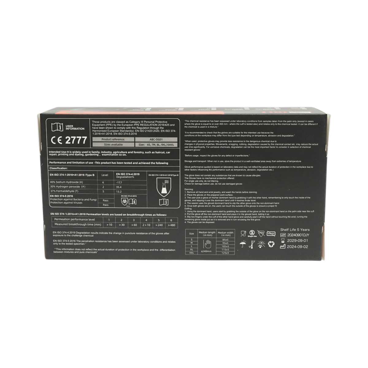 Guanti in nitrile sintetico nero, senza polvere, taglia M, 100 pezzi/scatola - immagine 6