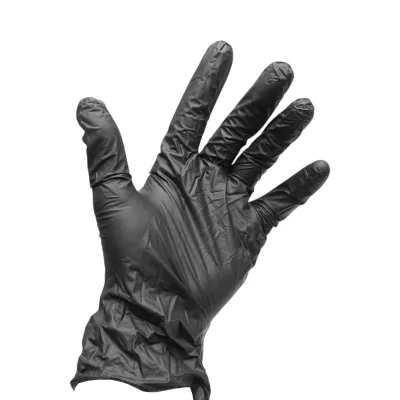 Guanti in nitrile sintetico nero, senza polvere, taglia M, 100 pezzi/scatola - immagine 3