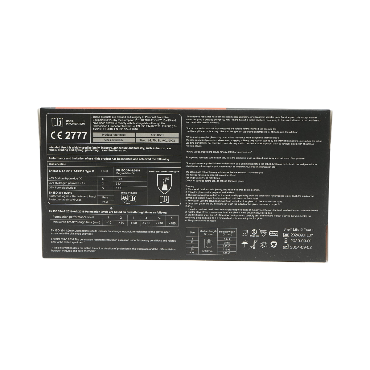 Guanti in nitrile sintetico nero, senza polvere, taglia S, 100 pezzi/scatola - immagine 6