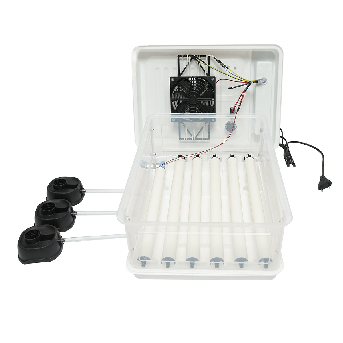 Incubatrice automatica 30 uova 50W, 12V-220V con rotazione automatica, controllo temperatura e umidità, display digitale - immagine 2