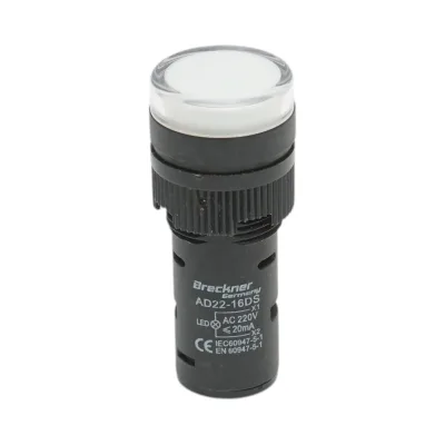 Indicatore di segnale LED bianco 220V AC 16mm Breckner Germany