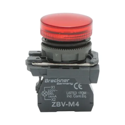 Indicatore di segnale LED rosso 1NO+1NC, 220V, 14mA, TB5 Breckner Germany