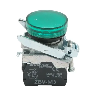 Indicatore di segnale LED verde 220V, 14mA, TB4 Breckner Germany