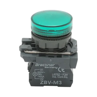 Indicatore di segnale LED verde 220V, 14mA, TB5 Breckner Germany