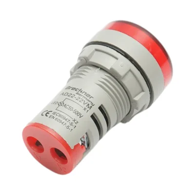 Indicatore digitale amperometro a LED rosso 50-500V AC Ø 22mm Breckner Germany - immagine 3