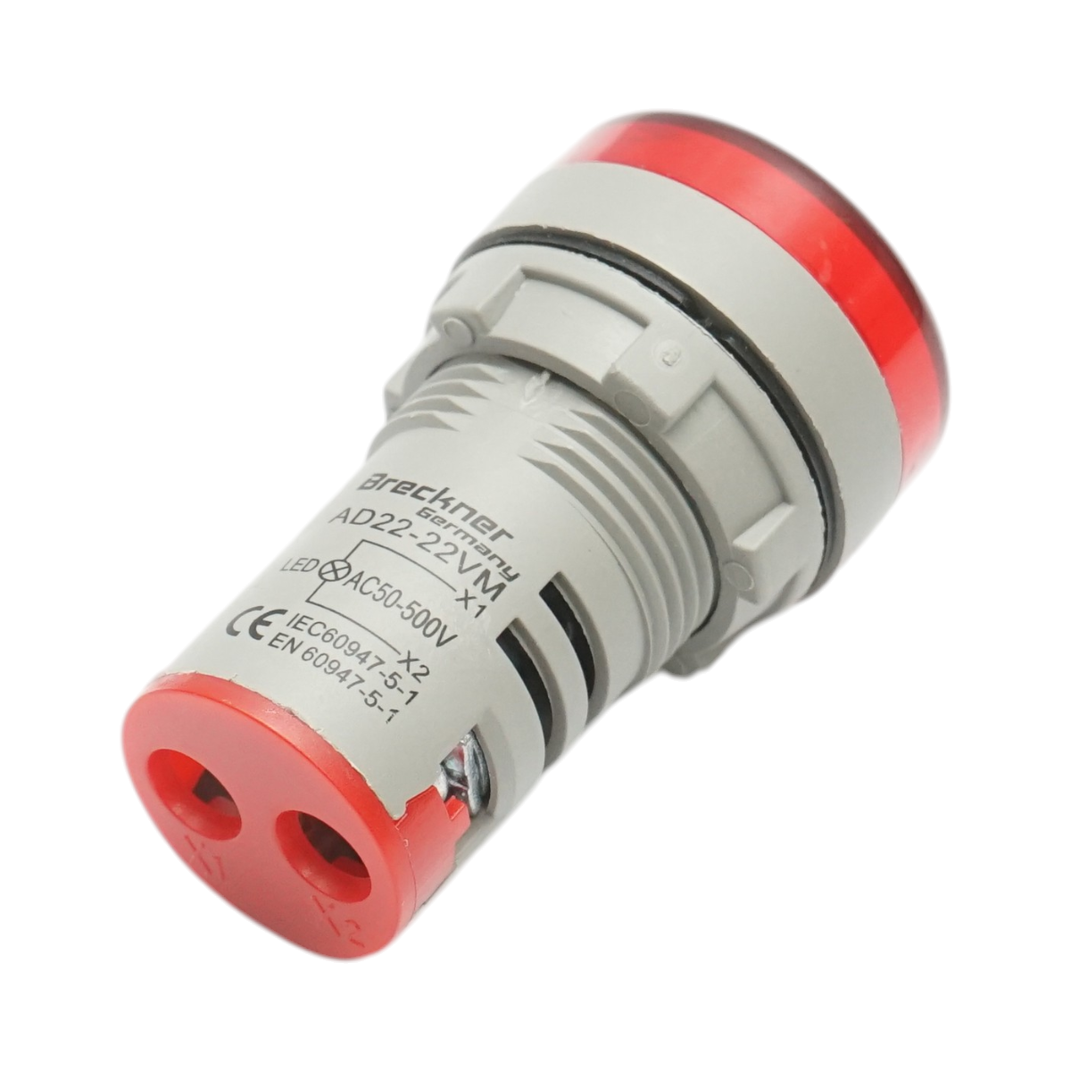 Indicatore digitale amperometro a LED rosso 50-500V AC Ø 22mm Breckner Germany - immagine 3