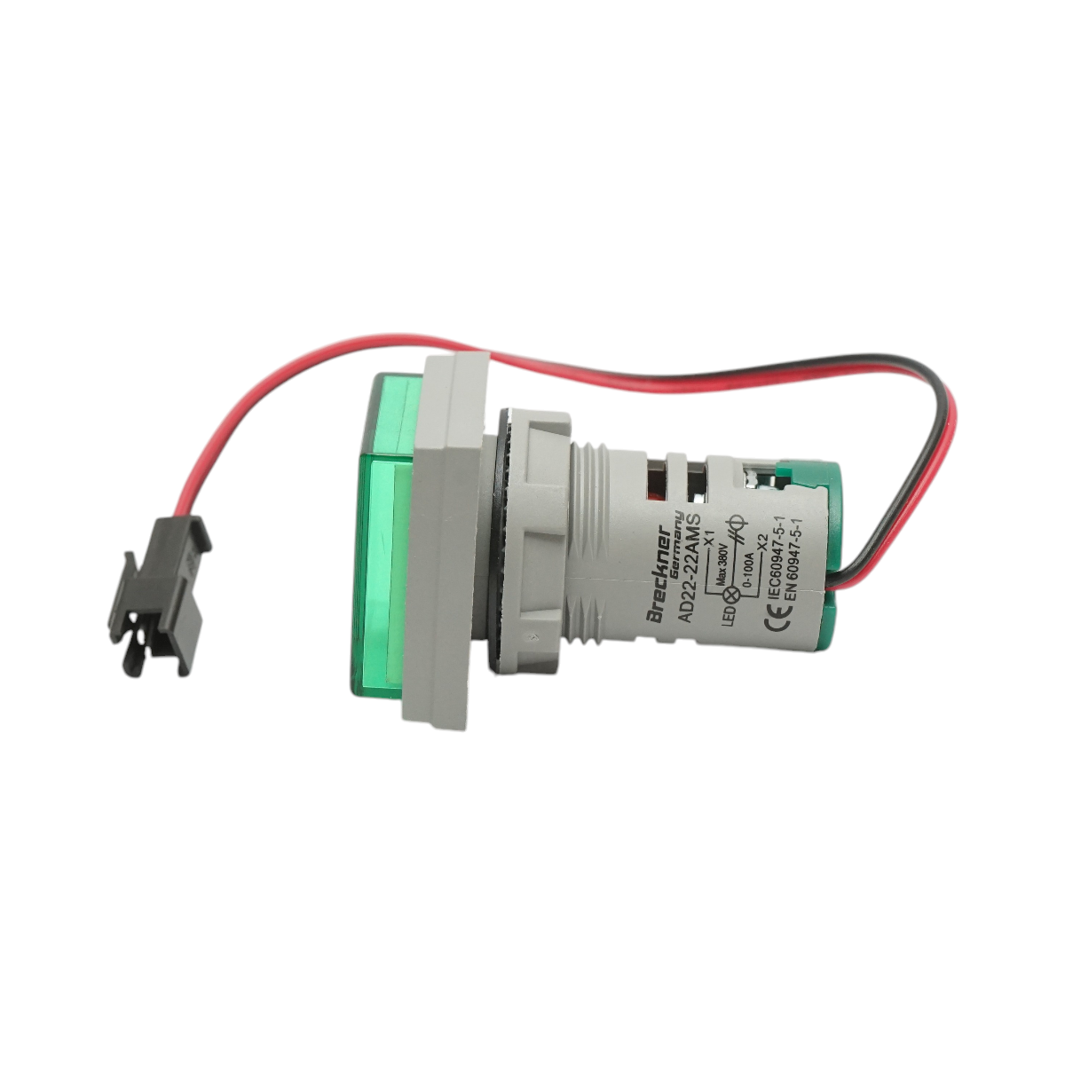 Indicatore digitale amperometro a LED verde 0-100A, 220V/380V Ø 22mm Breckner Germany - immagine 3