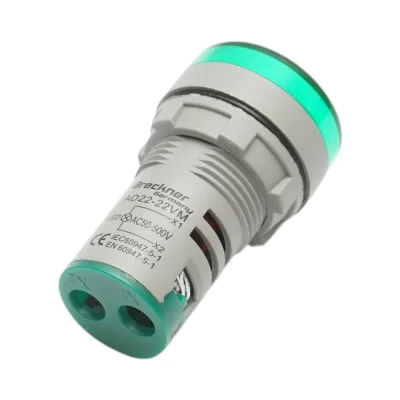 Indicatore digitale amperometro a LED verde 50-500V AC Ø 22mm Breckner Germany - immagine 3