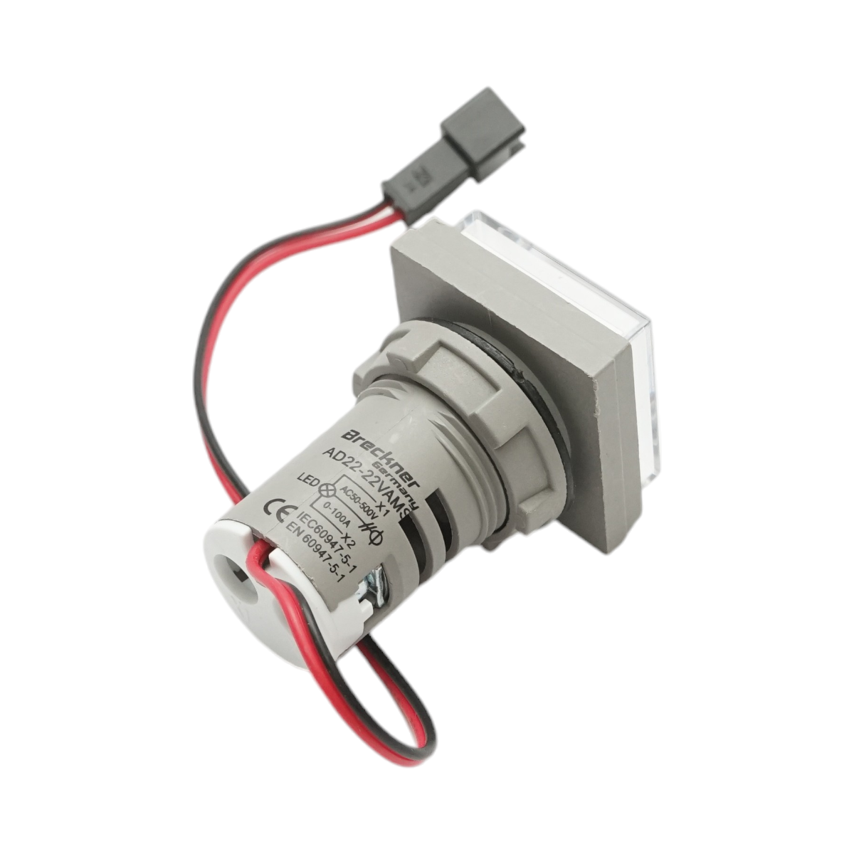 Indicatore digitale amperometro e voltmetro LED bianco 0-100A/50-500V AC Ø 22mm Breckner Germany - immagine 3