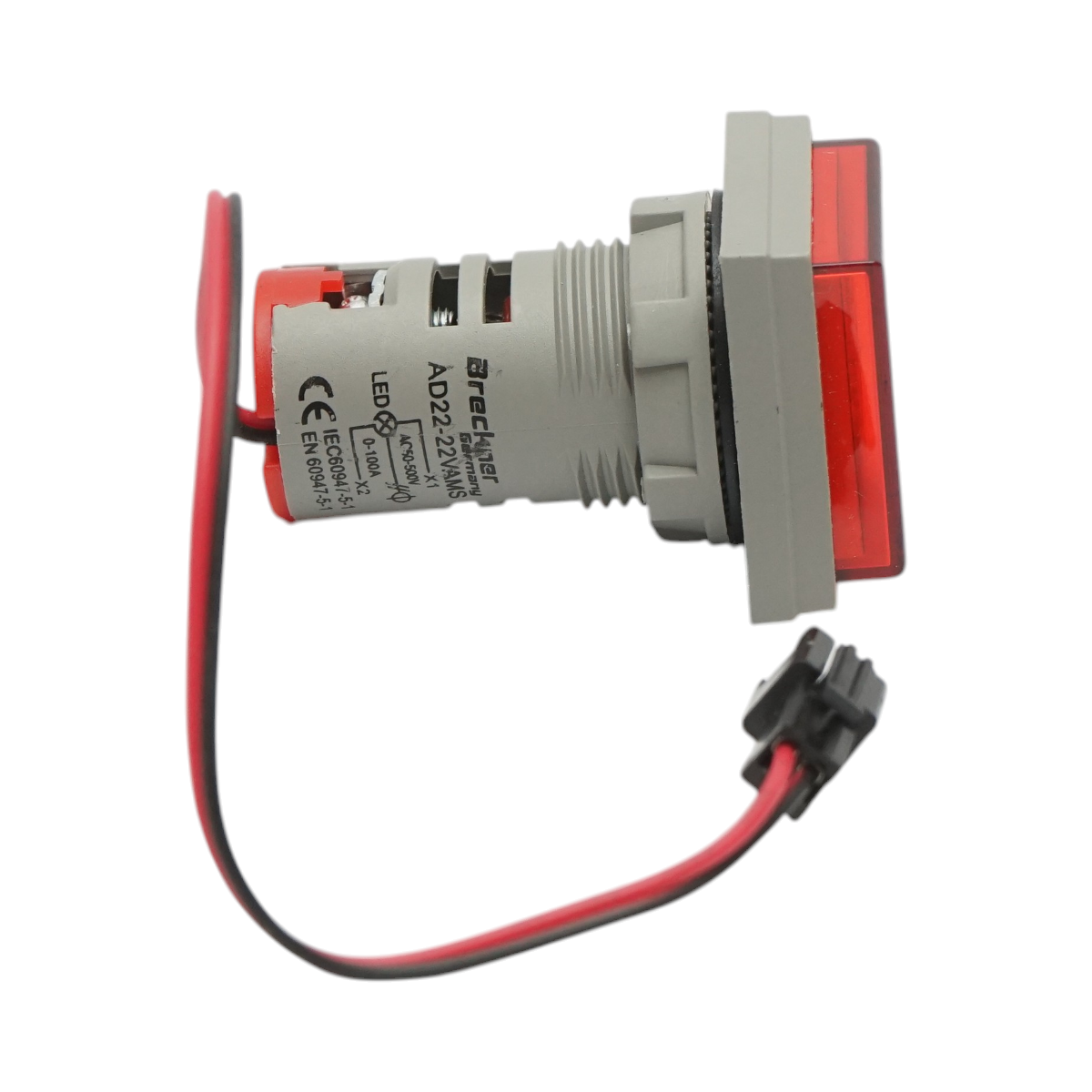 Indicatore digitale amperometro e voltmetro LED rosso 0-100A/50-500V AC Ø 22mm Breckner Germany - immagine 3
