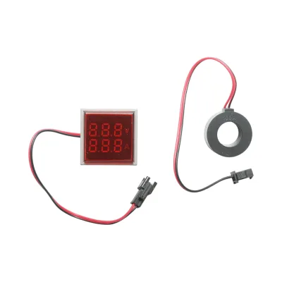 Indicatore digitale amperometro e voltmetro LED rosso 0-100A/50-500V AC Ø 22mm Breckner Germany - immagine 2