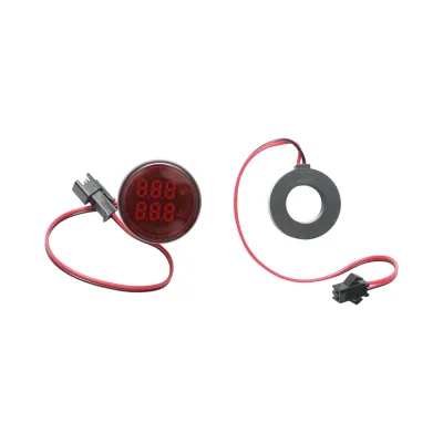 Indicatore digitale amperometro e voltmetro LED rosso 0-100A/50-500V AC Ø 22mm Breckner Germany - immagine 2