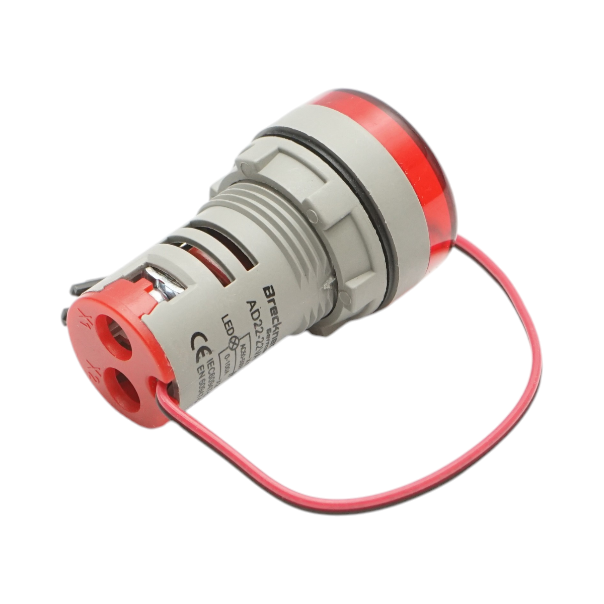Indicatore digitale amperometro e voltmetro LED rosso 0-100A/50-500V AC Ø 22mm Breckner Germany - immagine 4