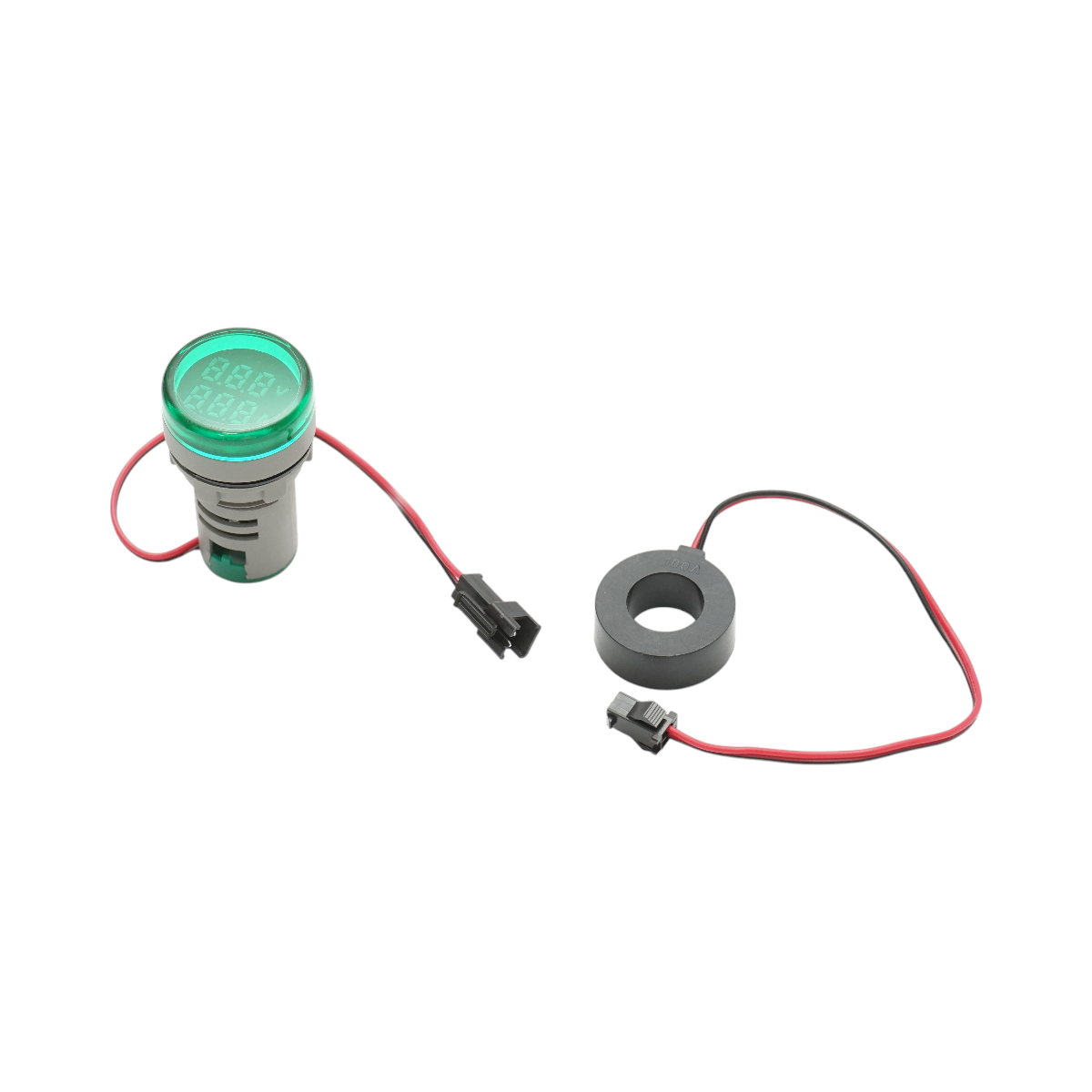 Indicatore digitale amperometro e voltmetro LED verde 0-100A/50-500V AC Ø 22mm Breckner Germany