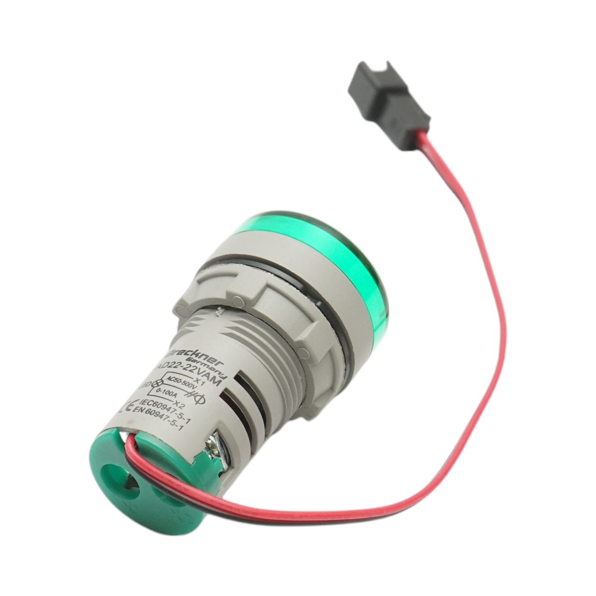 Indicatore digitale amperometro e voltmetro LED verde 0-100A/50-500V AC Ø 22mm Breckner Germany - immagine 3