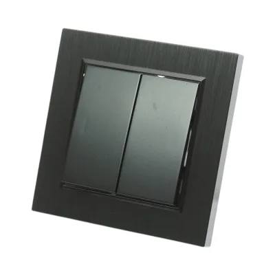 Interruttore a doppia testa, nero, da incasso, 220V, 10AX, ABS 80x80mm