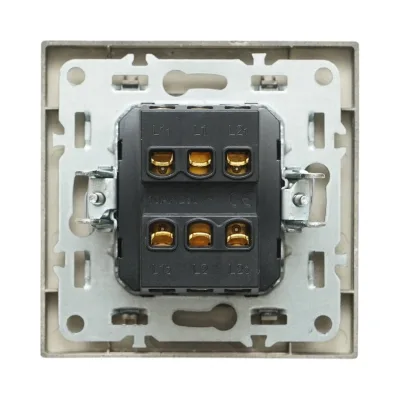 Interruttore a doppia testa, nero, da incasso, 220V, 10AX, ABS 80x80mm - immagine 3