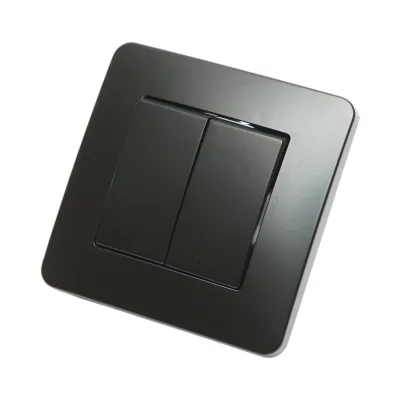 Interruttore a doppia testa, nero, da incasso, 220V, 10AX, PC 80x80mm