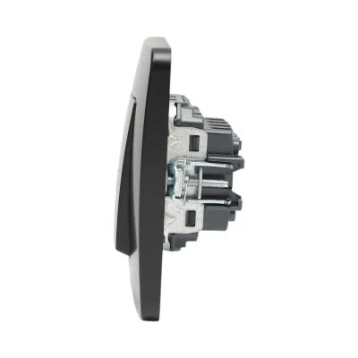 Interruttore a doppia testa, nero, da incasso, 220V, 10AX, PC 80x80mm - immagine 5