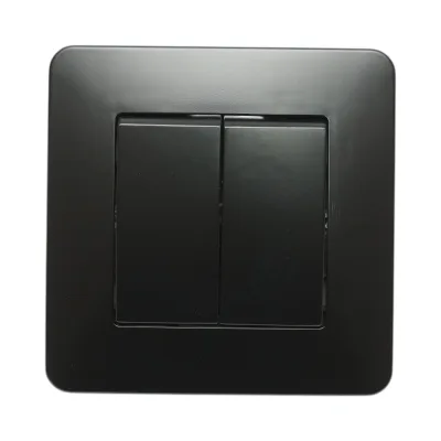 Interruttore a doppia testa, nero, da incasso, 220V, 10AX, PC 80x80mm - immagine 2