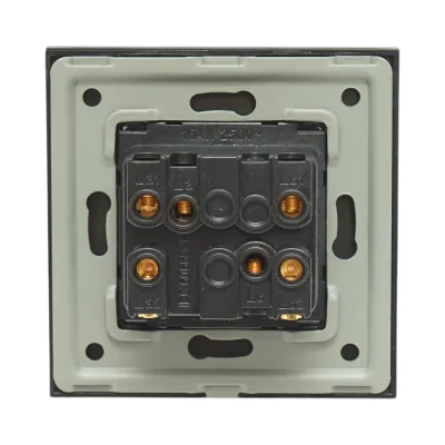 Interruttore a doppia testa, nero, da incasso, 220V, 16AX, spia luminosa, cornice in vetro 86x86x34mm - immagine 4