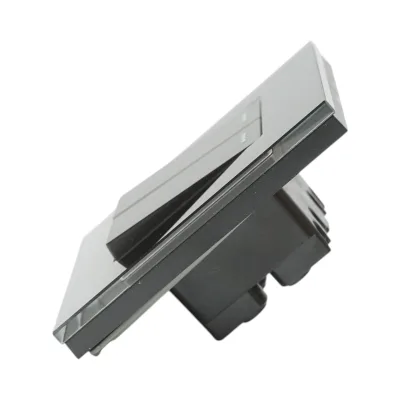 Interruttore a doppia testa, nero, da incasso, 220V, 16AX, spia luminosa, cornice in vetro 86x86x34mm - immagine 3