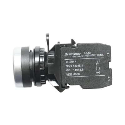 Interruttore a pulsante con ritorno 1NO+1NC rosso, 10A/600V AC, 1A/250V DC LA42 Breckner Germany - immagine 4