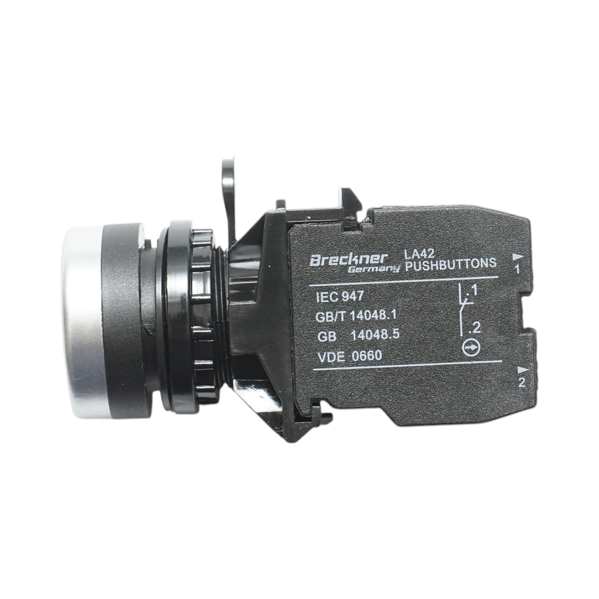 Interruttore a pulsante con ritorno 1NO+1NC rosso, 10A/600V AC, 1A/250V DC LA42 Breckner Germany - immagine 4