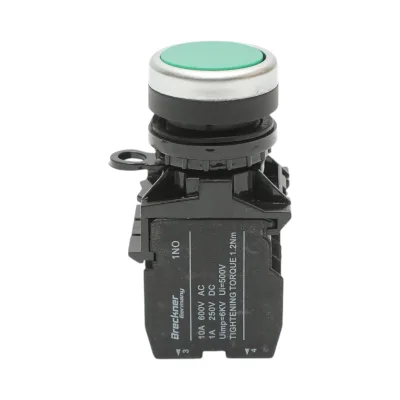 Interruttore a pulsante con ritorno 1NO+1NC verde, 10A/600V AC, 1A/250V DC LA42 Breckner Germany