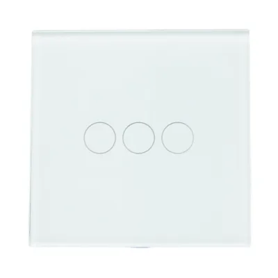 Interruttore a triplo tocco, bianco, 220V, spia luminosa, cornice in vetro 86x86x34mm - immagine 2
