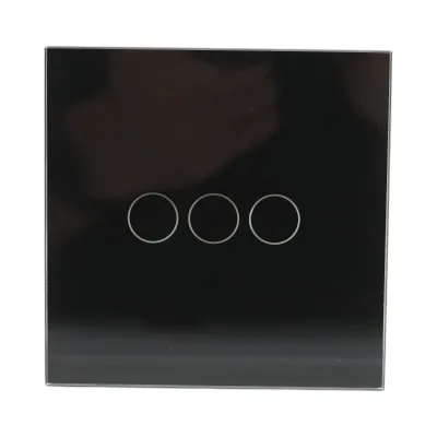 Interruttore a triplo tocco, nero, 220V, spia luminosa, cornice in vetro 86x86x34mm - immagine 2