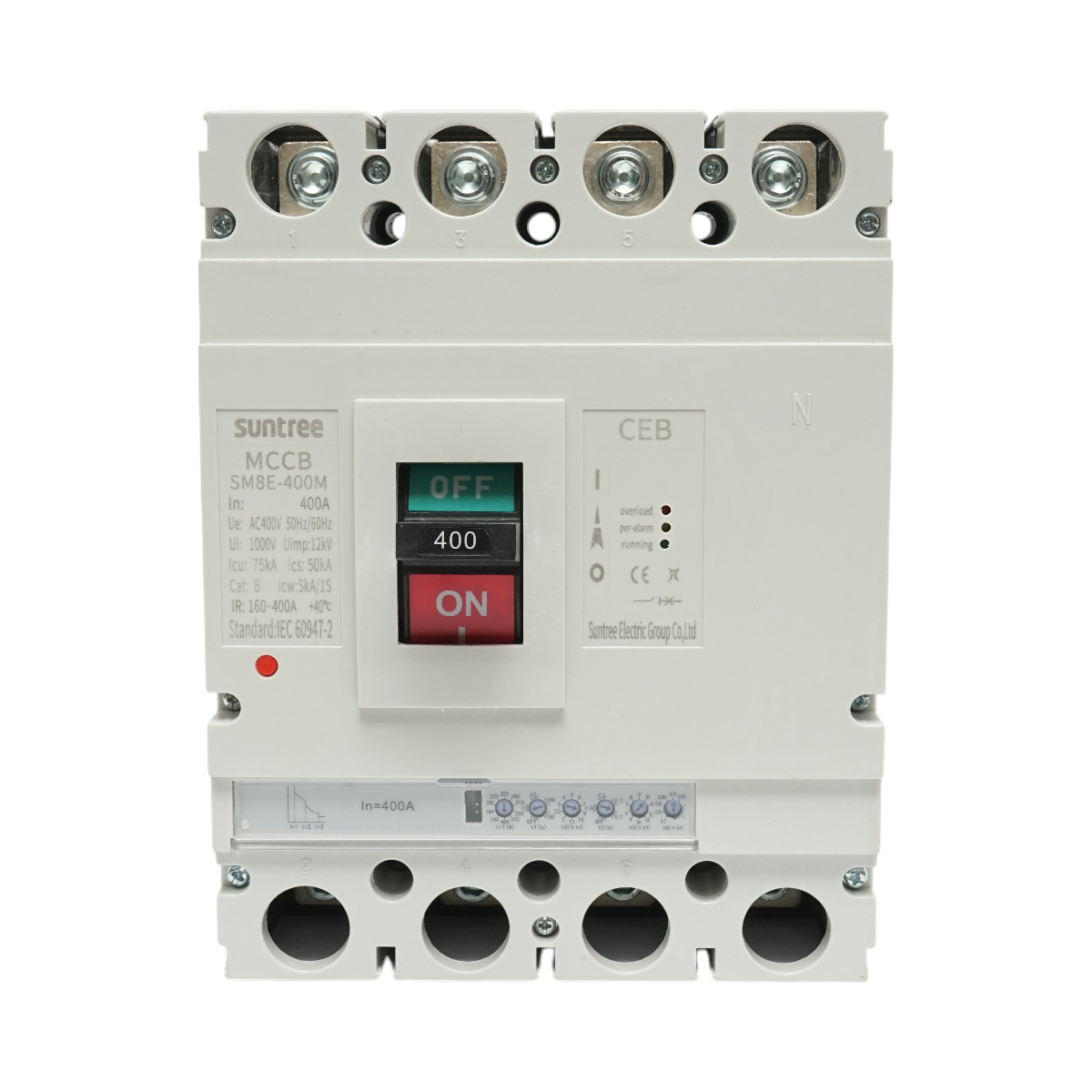 Interruttore automatico MCCB 400 V CA, 4P 400 A, SM8E-400M Suntree
