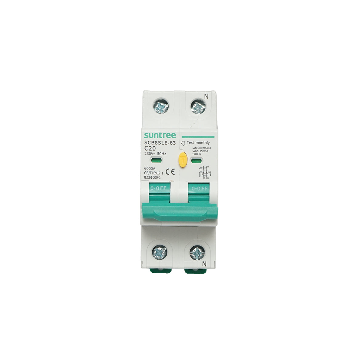 Interruttore automatico tipo 1+N, 20A 400VAC Suntree