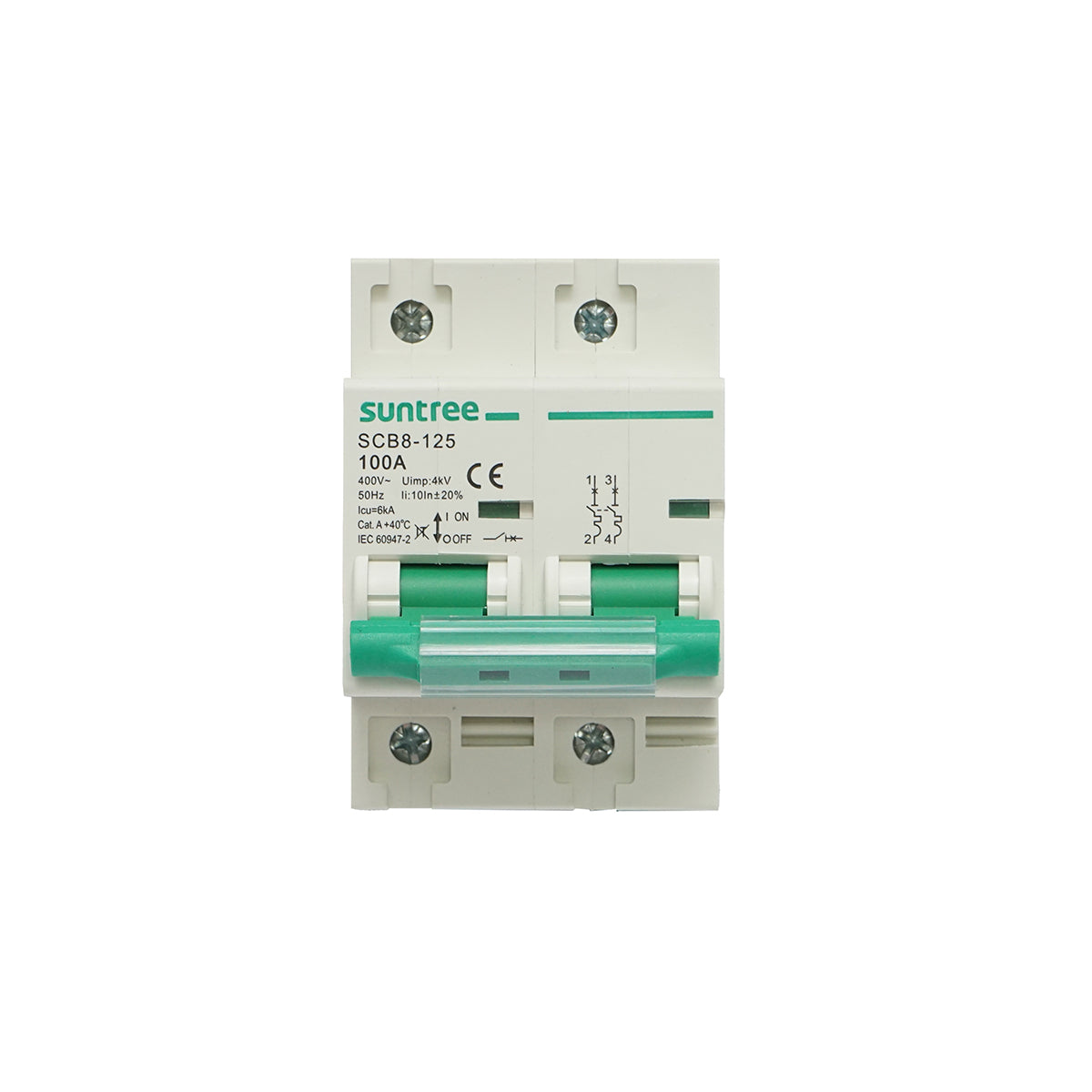 Interruttore automatico tipo 2P, 100A 400V, 4,5kA Suntree