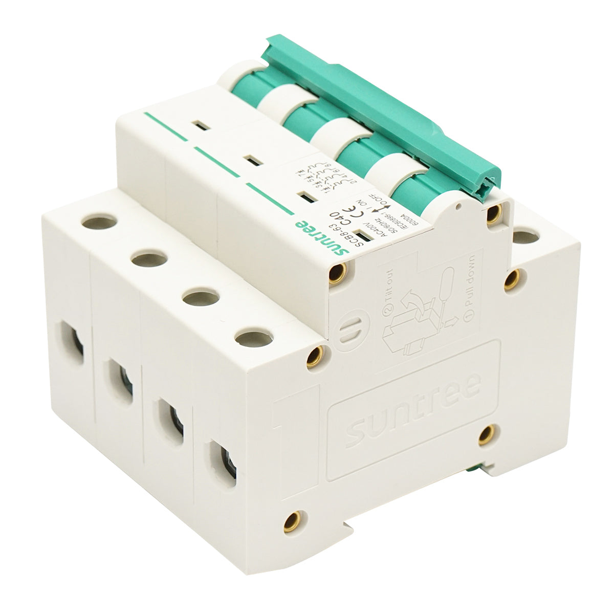 Interruttore automatico trifase tipo 4P, 40A, 400VAC Suntree - immagine 4