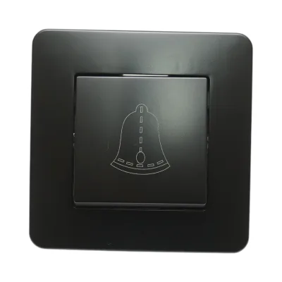 Interruttore campanello a pulsante da incasso nero 220V, 10AX, PC 80x80mm - immagine 2