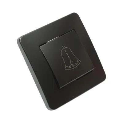 Interruttore campanello a pulsante da incasso nero 220V, 10AX, PC 80x80mm - immagine 4