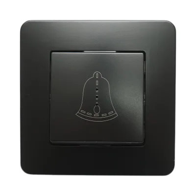 Interruttore campanello LED con ritorno, nero, da incasso, 220V, 10AX, PC 80x80mm - immagine 2